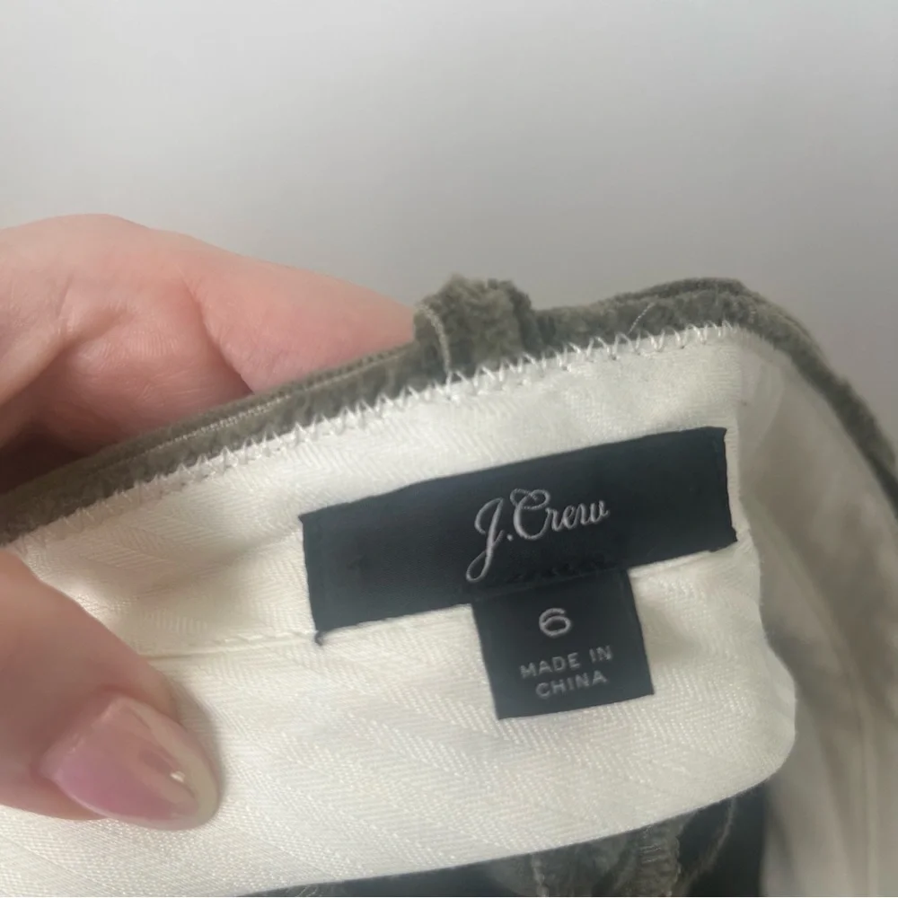 J.Crew Olive Green Wide Leg Corduroy Cropped Pants 6 - Picture 4 of 5